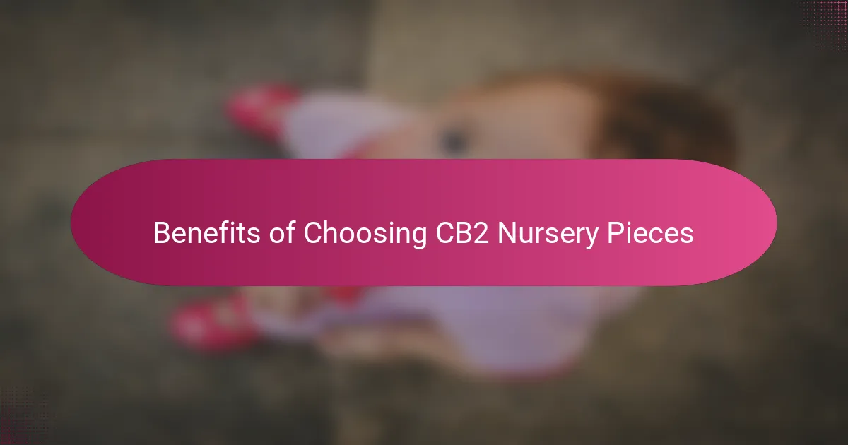 Benefits of Choosing CB2 Nursery Pieces