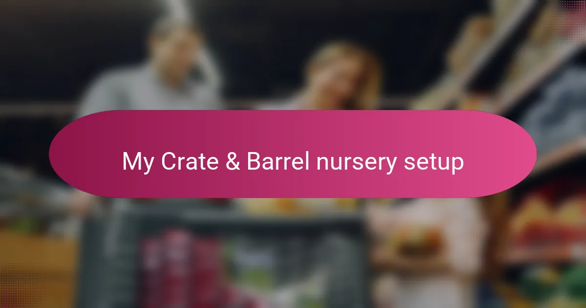 My Crate & Barrel nursery setup
