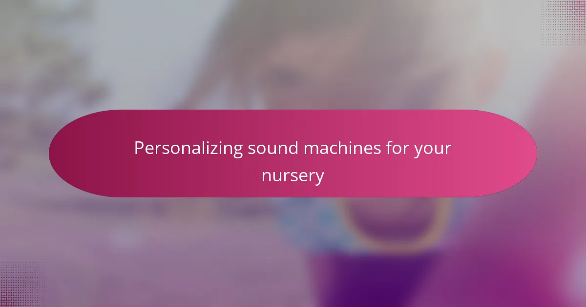 Personalizing sound machines for your nursery