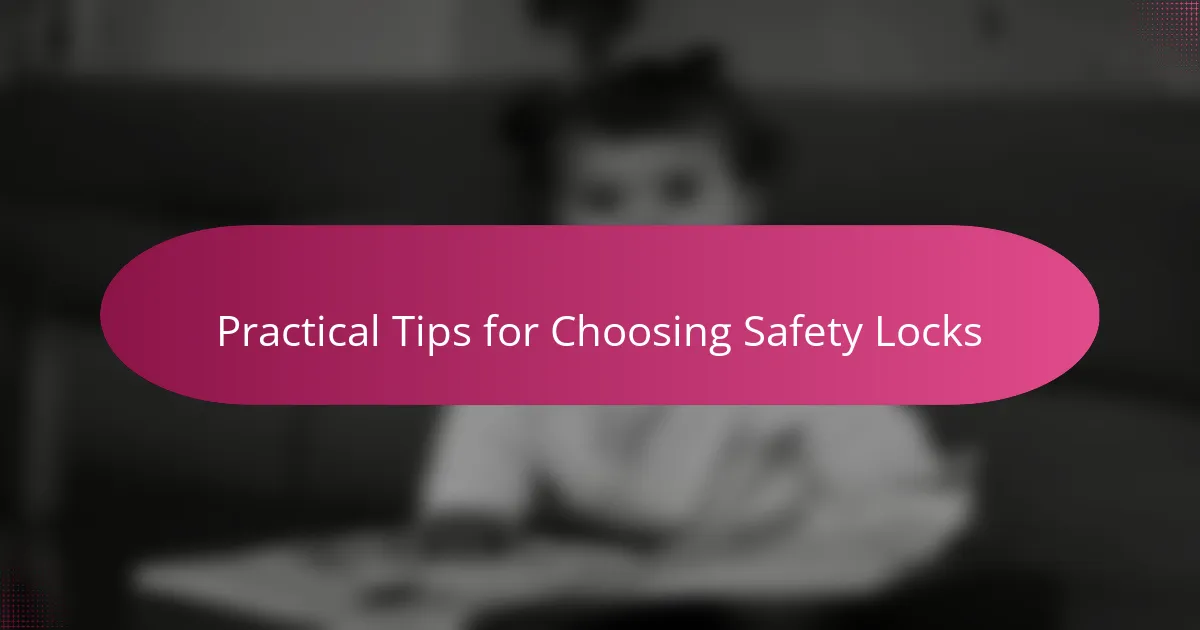 Practical Tips for Choosing Safety Locks