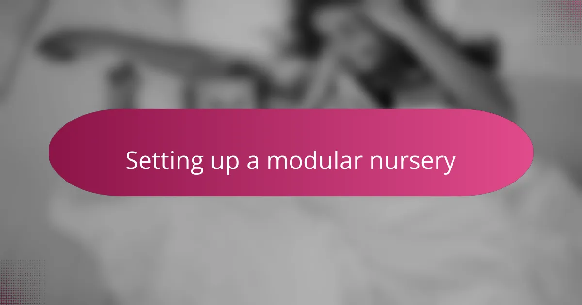 Setting up a modular nursery